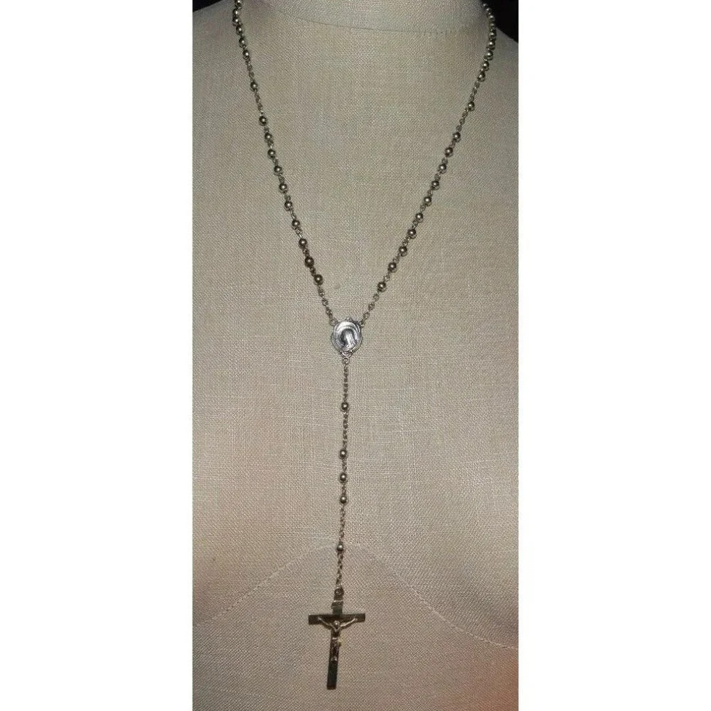 VTG .925 Sterling Silver CATAMORE Rosary Bead Beads Crucifix 13g